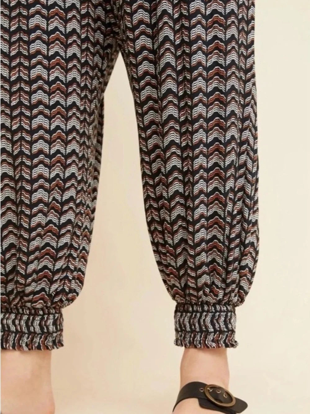 Anthropologie Black & White Chevron Track Joggers
